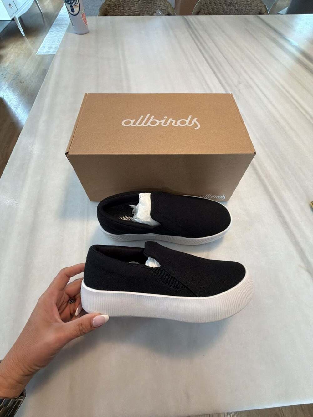 Allbirds Women's Lounger Lift Slip-On Platform Sneaker - Natural Black (Blizzard